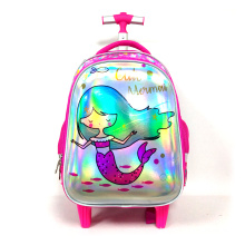 High Quality Cute 3D Cartoon Mermaid Children Girls Trolley Bag School Kids